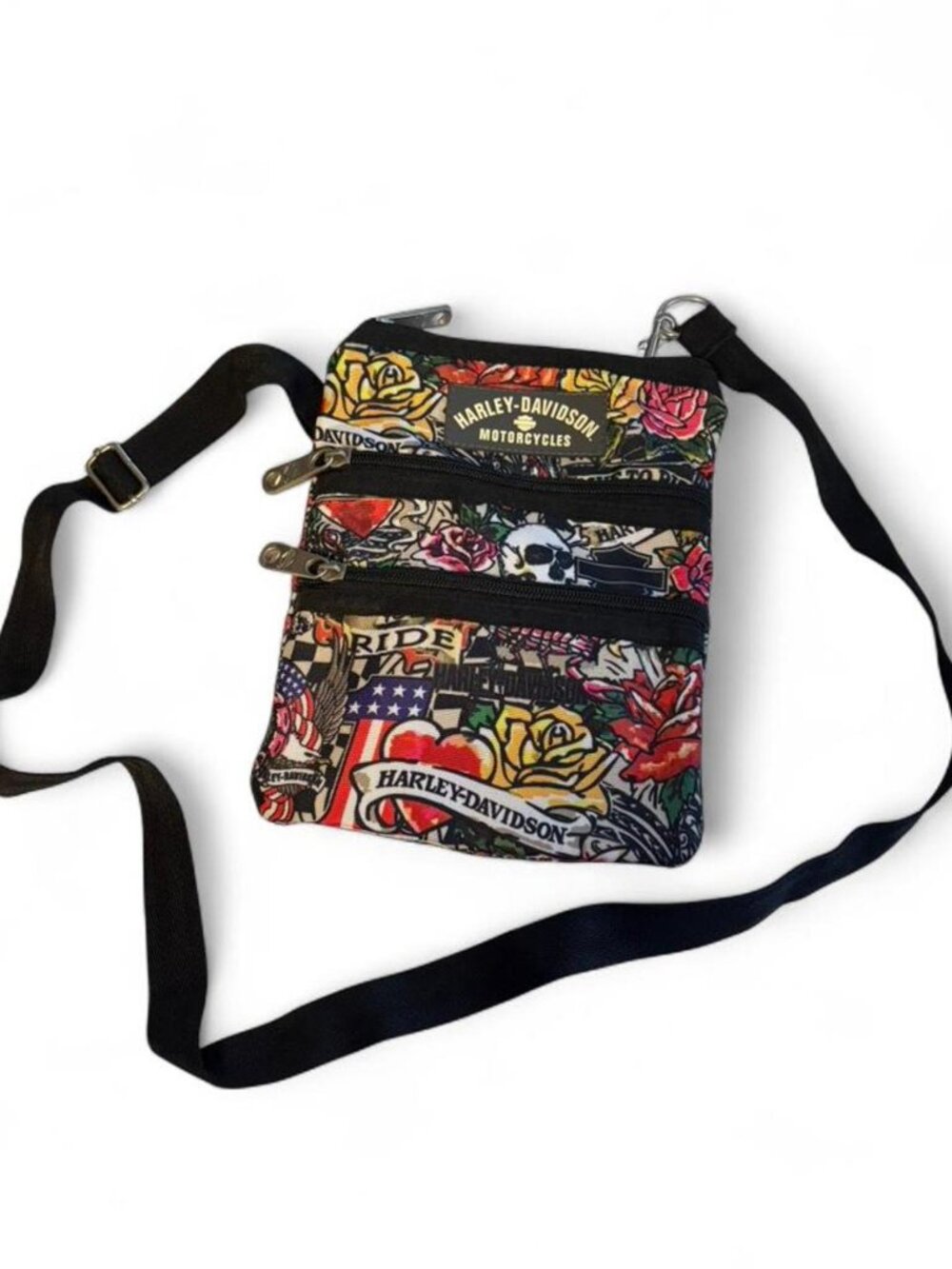 Harley-Davidson multicolor tattoo print crossbodybag with hair scrunchie - Picture 8 of 8